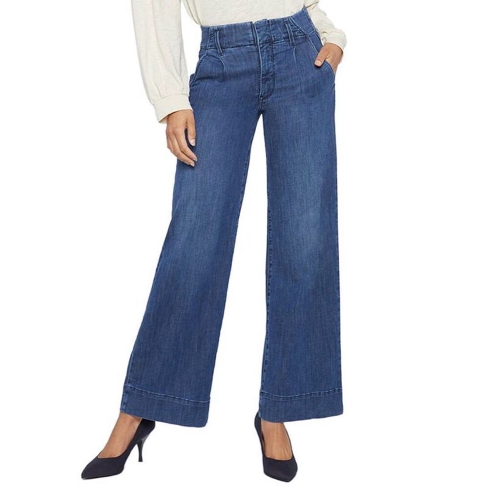 NWT NYDJ High Rise Mona Wide Leg Trouser‎ Jean Reminiscent Blue Size 12